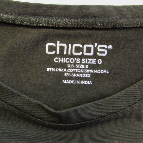 Chicos Touch Of Cool L/S Layering Tee Primordial Forest Green Size 0 (Small) - Picture 3 of 12